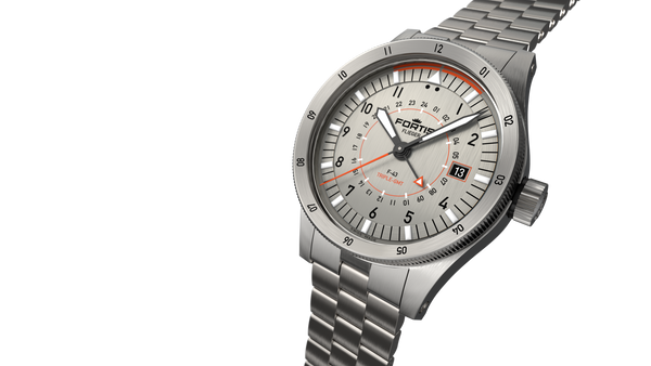 Fortis Flieger F-43 Triple GMT Titanium Orange