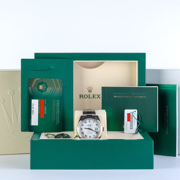 Rolex Datejust Roman Numeral White Dial N.I.B. & Un-sized 41mm Ref 126334