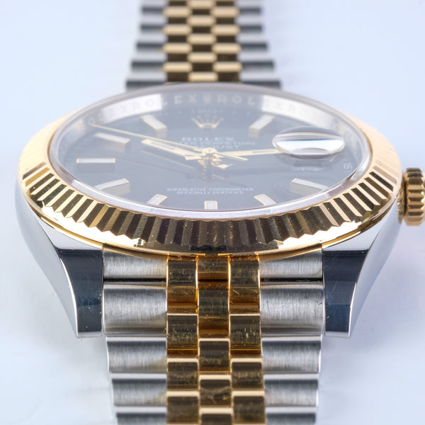 Rolex Datejust Steel and Gold Black Stick Dial Ref 126333