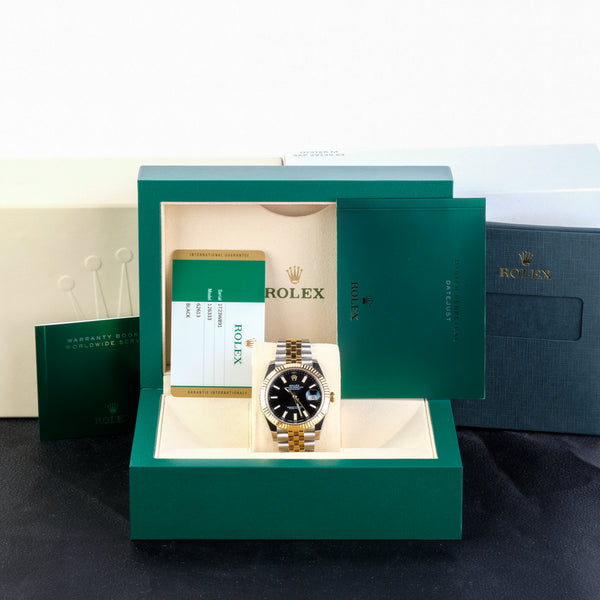 Rolex Datejust Steel and Gold Black Stick Dial Ref 126333