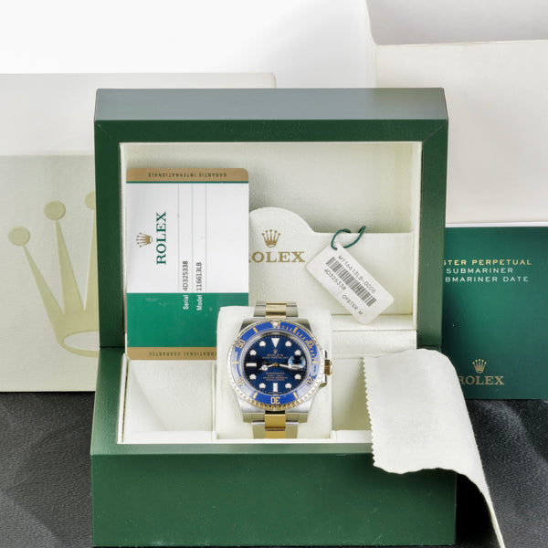 Rolex Two-Tone 18K/Stainless Steel Submariner "Bluesy" Ref 116613, Boxed