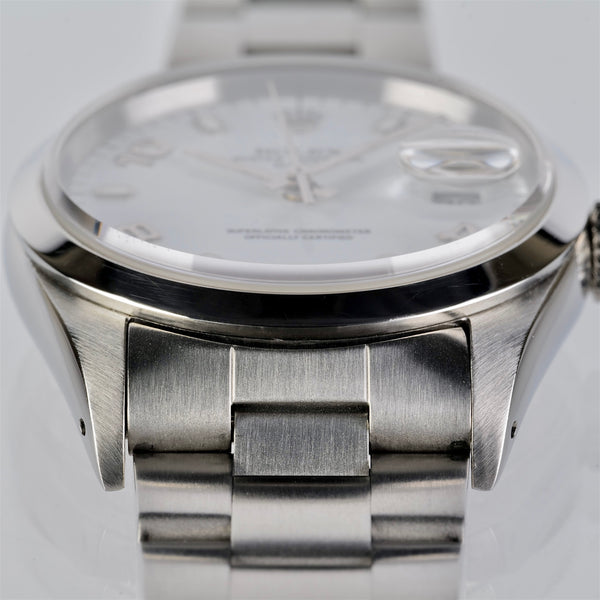 Rolex Oyster Perpetual Date White Arabic Dial Ref 15200